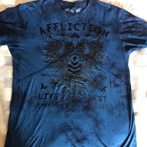 Affliction Flocked Graphic Washed Shirt